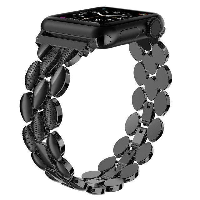 Watchbands Black / 38mm 40mm Luxury Metal Stainless Steel Band for Apple Watch Bands 38mm 42mm 40mm 44mm Fashion Women Men Strap for iwatch series 5/4/3/2/1
