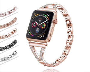 Watchbands Designers Apple watch V Cuff Bracelet, bling diamond crystals Stainless Steel band, women  iwatch strap series 5 4 3, 42mm 38mm 4 44mm 40mm