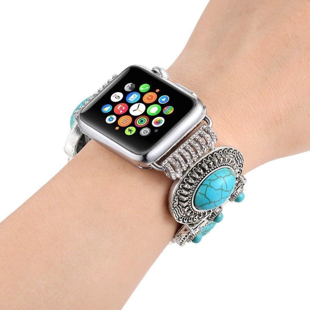 Watchbands Jewelry Strap For Apple Watch 4 band 44mm 40mm iwatch series 3/2/1 42mm/38mm diamond Turquoise Wrist bracelet belt