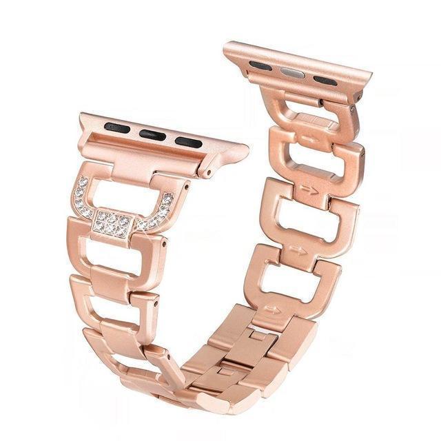 Watchbands rose gold / 38mm/40mm D Link Bracelet for Apple watch band strap Apple watch 4 band 44mm 40mm 42mm 38mm Stainless Steel metal strap for iWatch 5 4 3 2 1