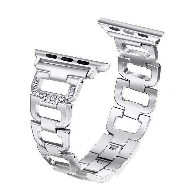Watchbands silver / 38mm/40mm D Link Bracelet for Apple watch band strap Apple watch 4 band 44mm 40mm 42mm 38mm Stainless Steel metal strap for iWatch 5 4 3 2 1