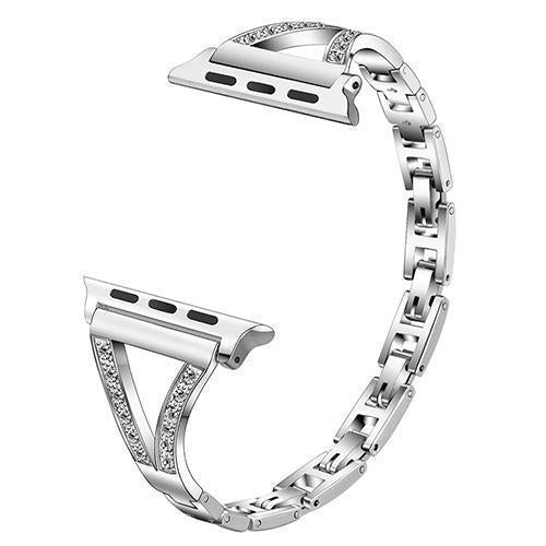 Watchbands Silver / For 38 and 40mm Luxury diamond Bracelet Stainless Steel band For Apple Watch 3 2 1 42mm 38mm Bracelet strap for iwatch series 5 4 44mm 40mm