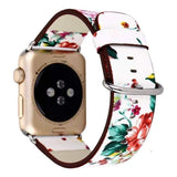 Floral Flower Leather Apple Watch Band Print Smart Iwatch Strap