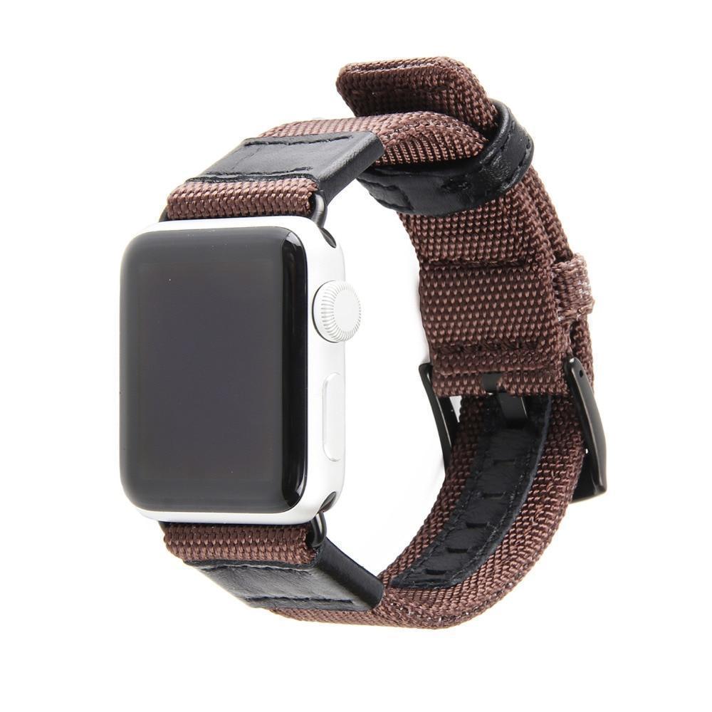 Watches Apple Watch band Canvas Leather Strap black adapator, 44mm/ 40mm/ 42mm/ 38mm iwatch Series 1 2 3 4 Wove Nylon sport wrist bracelet iwatch watchband, USA Fast Shipping