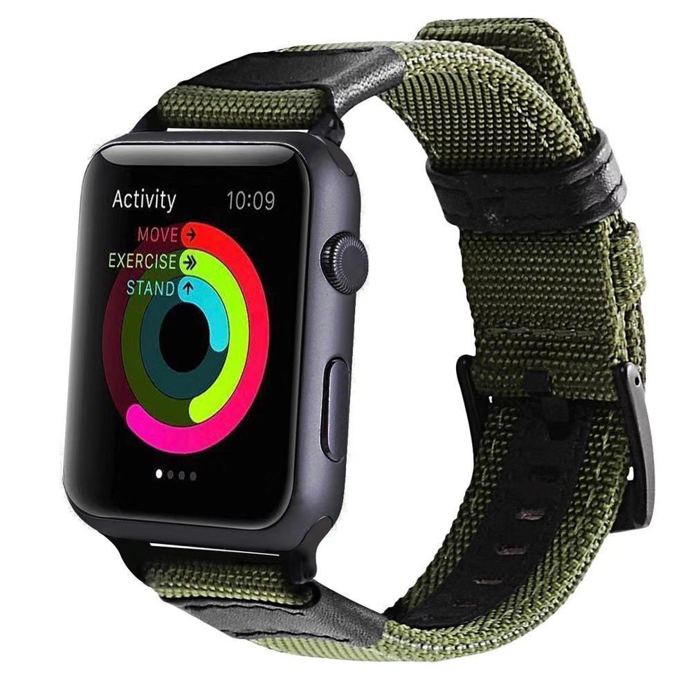 Watches Apple Watch band Canvas Leather Strap black adapator, 44mm/ 40mm/ 42mm/ 38mm iwatch Series 1 2 3 4 Wove Nylon sport wrist bracelet iwatch watchband, USA Fast Shipping