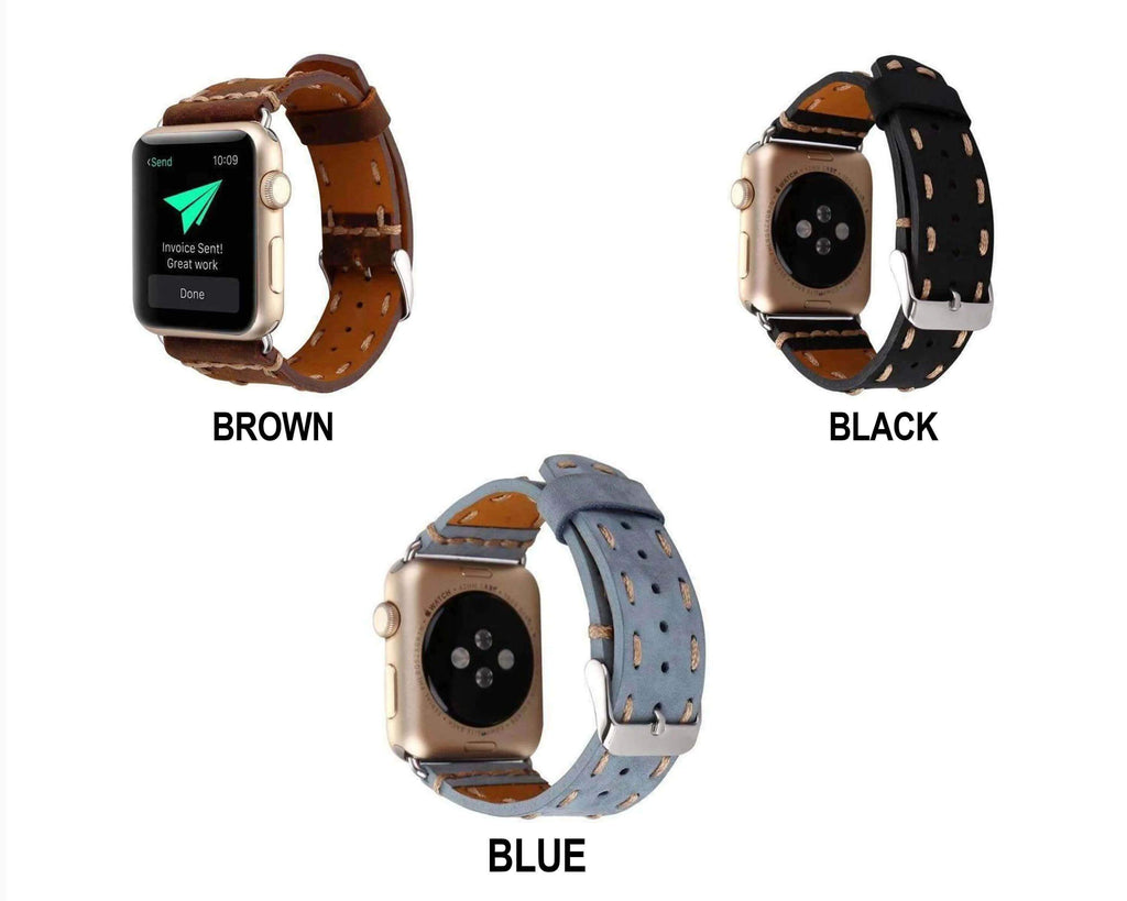 Watches Apple Watch Band, Handmade hand stitched Vintage tooled, cowboy Genuine Leather Strap,  fit Series 5 4 3 38mm, 40mm, 42mm 44mm  ,  men women