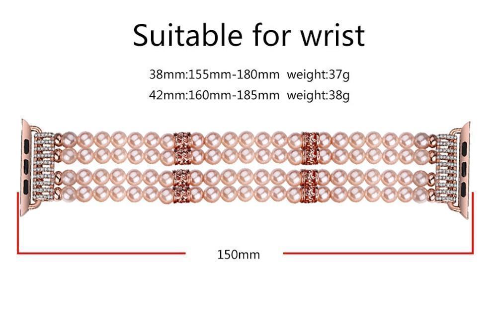 Watches Apple Watch Series 5 4 3 2 Band, Bling Stretch strap, Bling Pearls fits 38mm, 40mm, 42mm, 44mm
