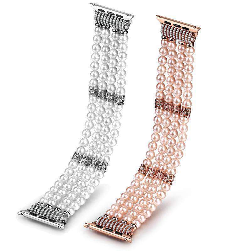Watches Apple Watch Series 5 4 3 2 Band, Bling Stretch strap, Bling Pearls fits 38mm, 40mm, 42mm, 44mm