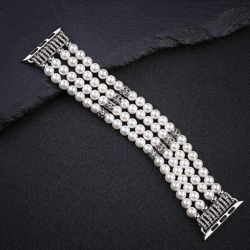 Watches Apple Watch Series 5 4 3 2 Band, Bling Stretch strap, Bling Pearls fits 38mm, 40mm, 42mm, 44mm