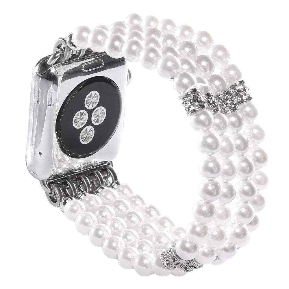 Watches Apple Watch Series 5 4 3 2 Band, Bling Stretch strap, Bling Pearls fits 38mm, 40mm, 42mm, 44mm