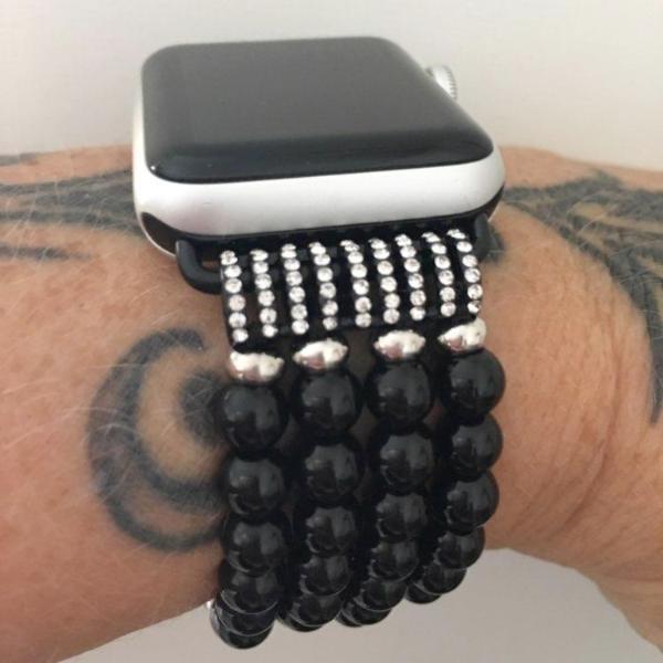 Watches Apple Watch Series 5 4 3 2 Band, Bling Stretch strap, Bling Pearls fits 38mm, 40mm, 42mm, 44mm