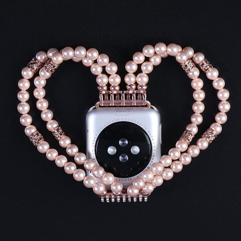 Watches Apple Watch Series 5 4 3 2 Band, Bling Stretch strap, Bling Pearls fits 38mm, 40mm, 42mm, 44mm