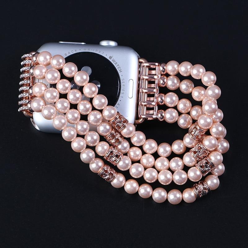 Watches Apple Watch Series 5 4 3 2 Band, Bling Stretch strap, Bling Pearls fits 38mm, 40mm, 42mm, 44mm
