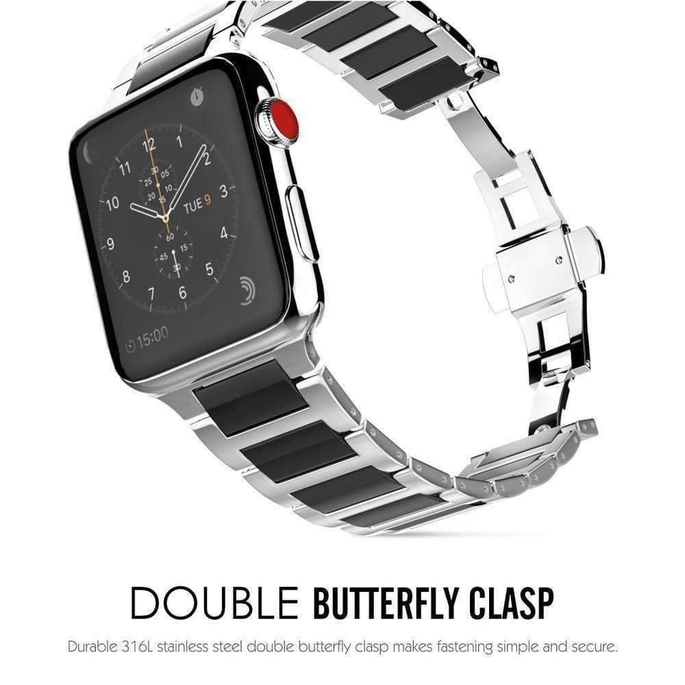 Watches Apple Watch Series 5 4 3 2 Band, Ceramic Stainless Steel link Strap 38mm, 40mm, 42mm, 44mm - US Fast Shipping