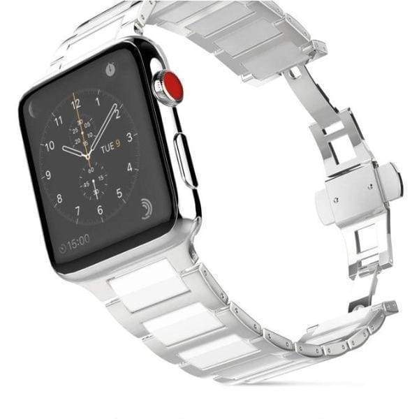 Watches Apple Watch Series 5 4 3 2 Band, Ceramic Stainless Steel link Strap 38mm, 40mm, 42mm, 44mm - US Fast Shipping