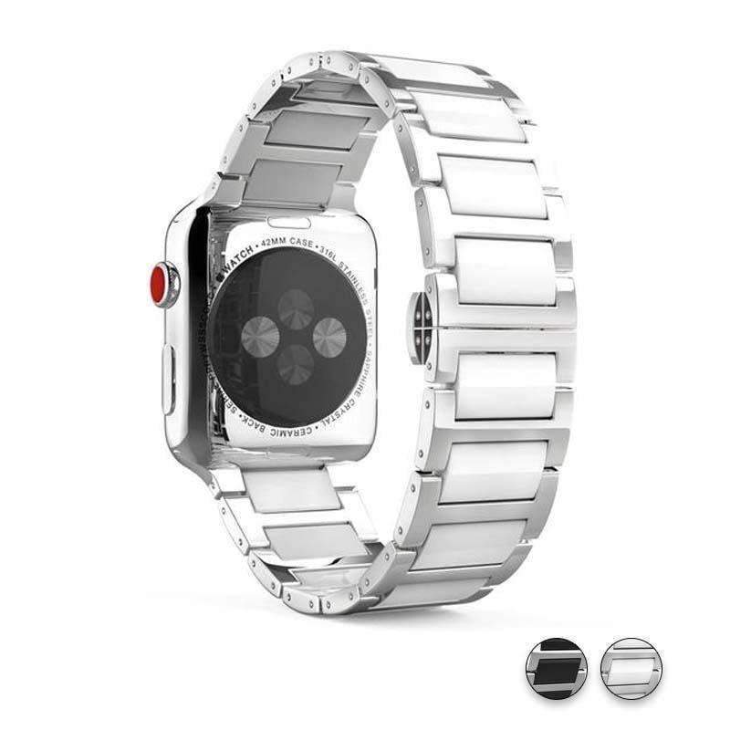 Watches Apple Watch Series 5 4 3 2 Band, Ceramic Stainless Steel link Strap 38mm, 40mm, 42mm, 44mm - US Fast Shipping