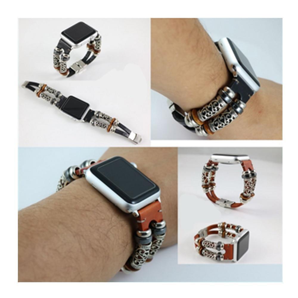 Watches Apple Watch Series 5 4 3 2 Band, Handmade Bohemian Genuine Leather band 38mm, 40mm, 42mm, 44mm