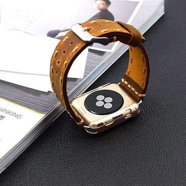 Watches Apple Watch Series 5 4 3 2 Band, Handmade Vintage tooled Genuine Leather Strap 38mm, 40mm, 42mm, 44mm - US Fast Shipping