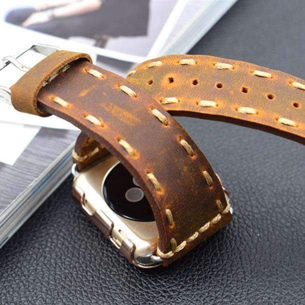 Watches Apple Watch Series 5 4 3 2 Band, Handmade Vintage tooled Genuine Leather Strap 38mm, 40mm, 42mm, 44mm - US Fast Shipping