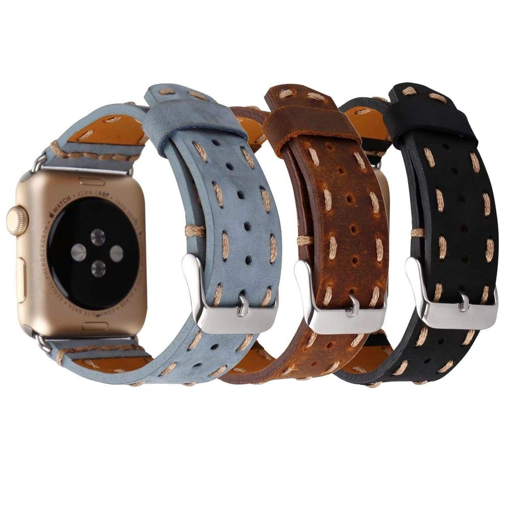 Watches Apple Watch Series 5 4 3 2 Band, Handmade Vintage tooled Genuine Leather Strap 38mm, 40mm, 42mm, 44mm - US Fast Shipping