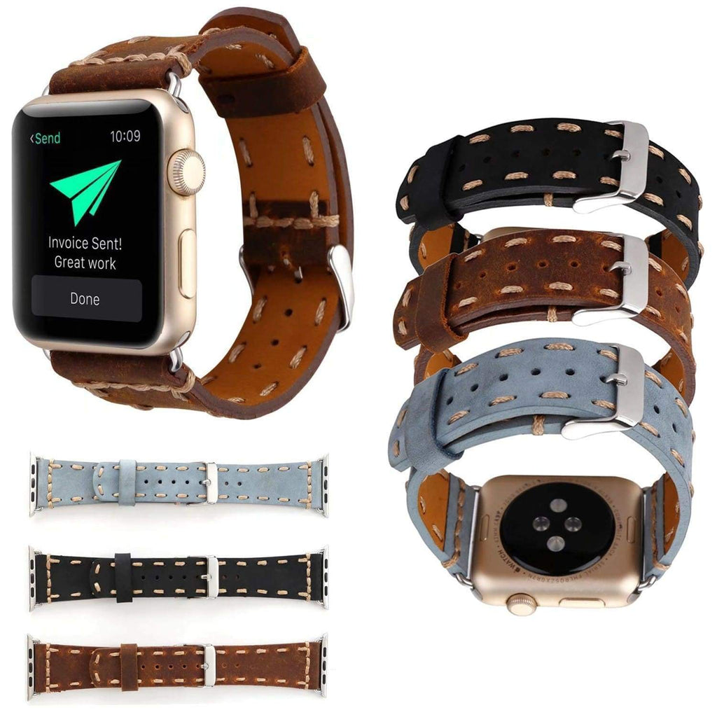Watches Apple Watch Series 5 4 3 2 Band, Handmade Vintage tooled Genuine Leather Strap 38mm, 40mm, 42mm, 44mm - US Fast Shipping