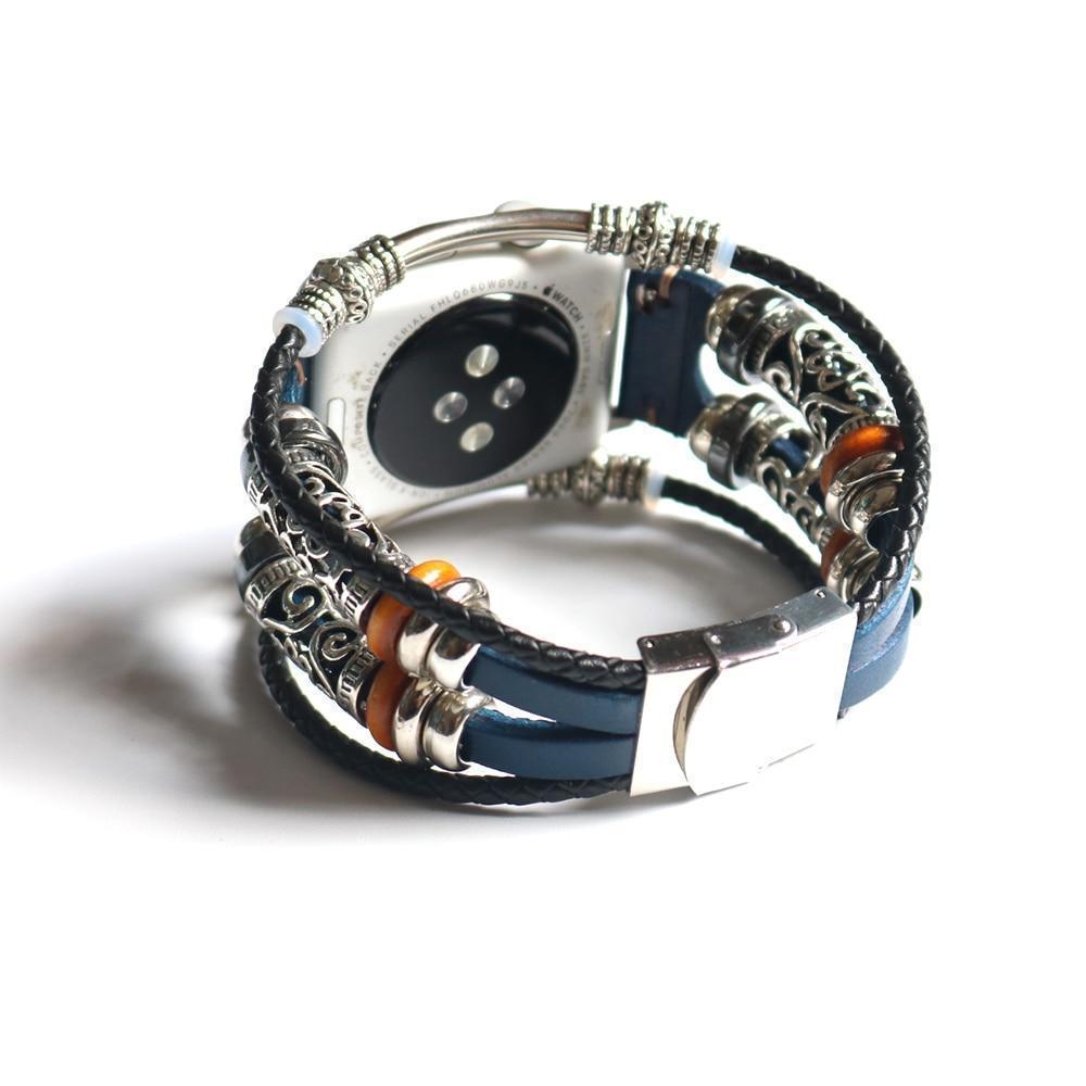 Watches Apple Watch Series 5 4 3 2 Band,  Homemade Ethnic Vintage Bead with leather, Retro Punk Style Bracelet 38mm, 40mm, 42mm, 44mm