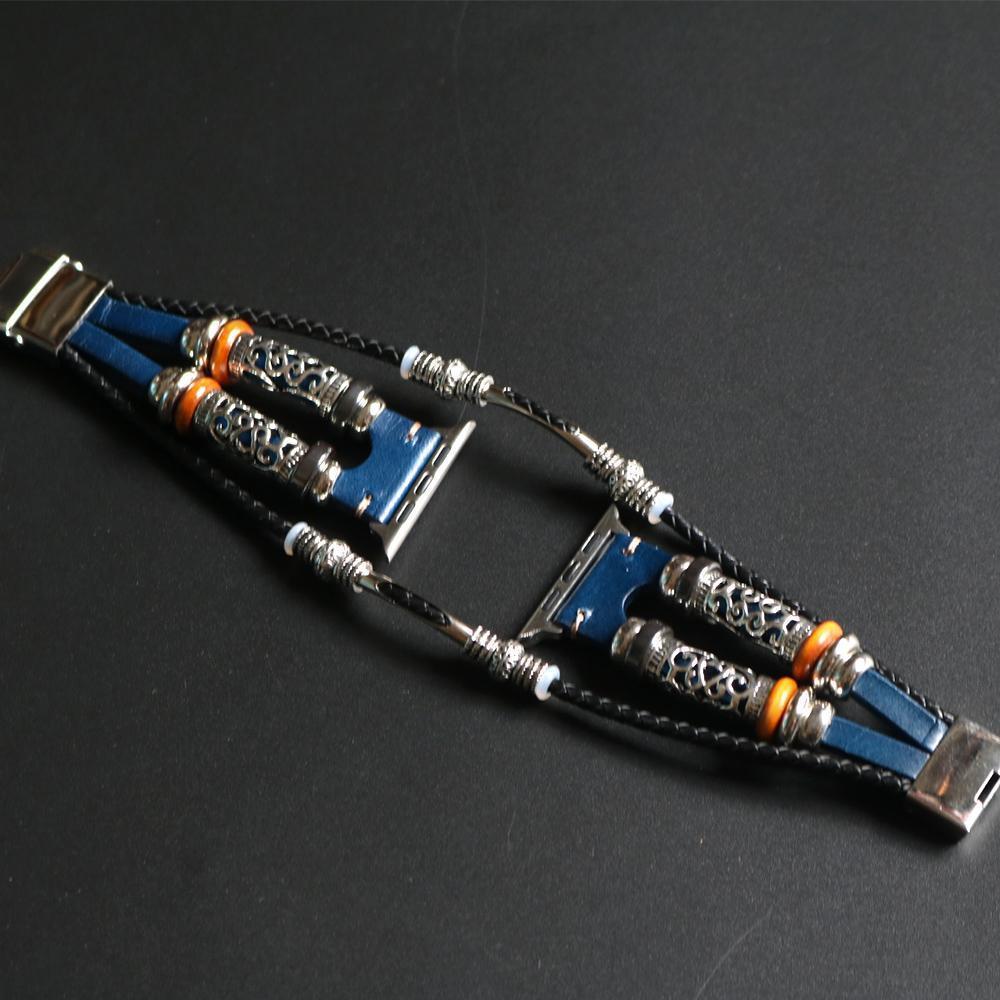Watches Apple Watch Series 5 4 3 2 Band,  Homemade Ethnic Vintage Bead with leather, Retro Punk Style Bracelet 38mm, 40mm, 42mm, 44mm