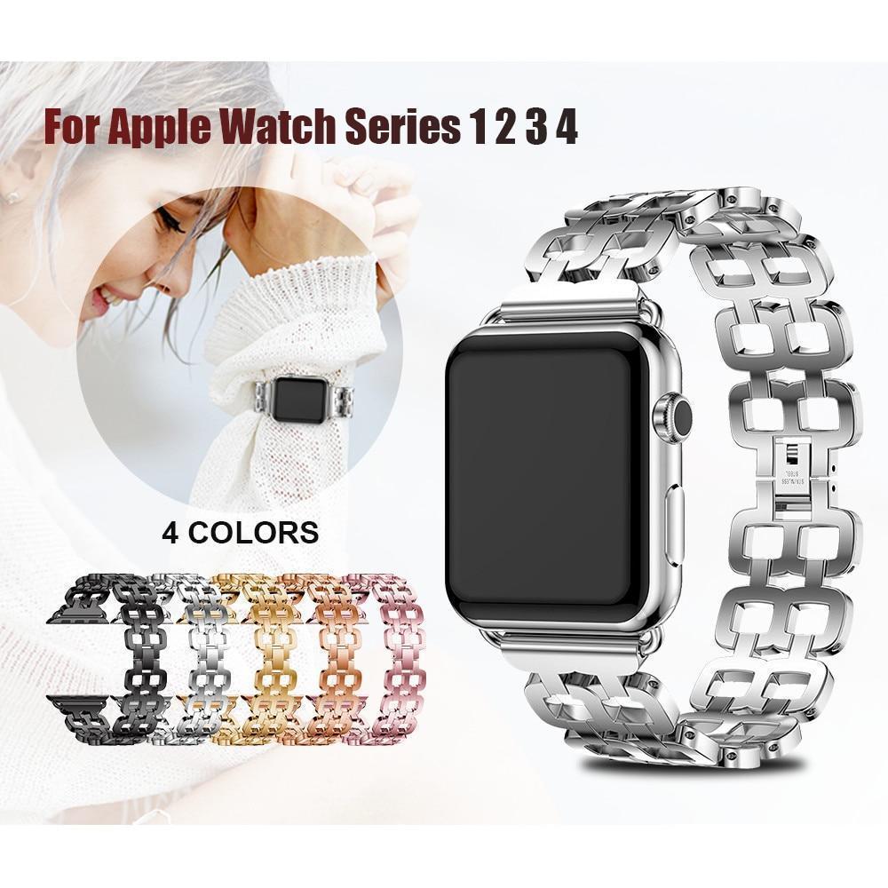 Watches Apple Watch Series 5 4 3 2 Band, Luxury Metal Strap stainless Steel Link Bracelet Wrist Bands 38mm, 40mm, 42mm, 44mm - US Fast Shipping