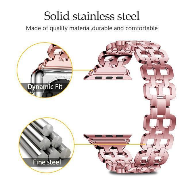 Watches Apple Watch Series 5 4 3 2 Band, Luxury Metal Strap stainless Steel Link Bracelet Wrist Bands 38mm, 40mm, 42mm, 44mm - US Fast Shipping