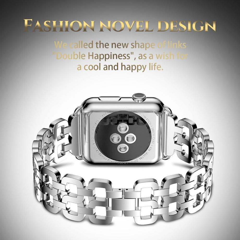 Watches Apple Watch Series 5 4 3 2 Band, Luxury Metal Strap stainless Steel Link Bracelet Wrist Bands 38mm, 40mm, 42mm, 44mm - US Fast Shipping