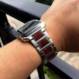 Watches Apple Watch Series 5 4 3 2 Band, Natural Red Sandalwood Stainless Steel Bracelet Wooden Strap 38mm, 40mm, 42mm, 44mm - US Fast shipping