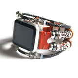 Watches Bead Brown / 42mm / 44mm Apple Watch Series 5 4 3 2 Band,  Homemade Ethnic Vintage Bead with leather, Retro Punk Style Bracelet 38mm, 40mm, 42mm, 44mm