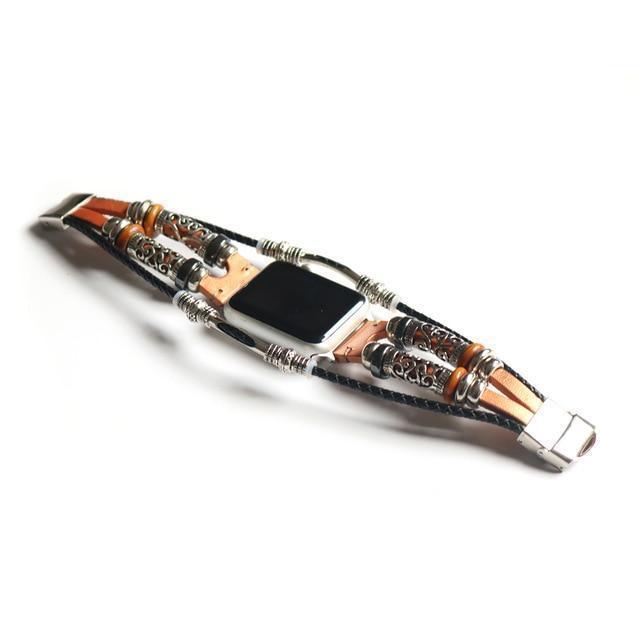Watches Bead Light Brown / 38mm / 42mm Apple Watch Series 5 4 3 2 Band,  Homemade Ethnic Vintage Bead with leather, Retro Punk Style Bracelet 38mm, 40mm, 42mm, 44mm