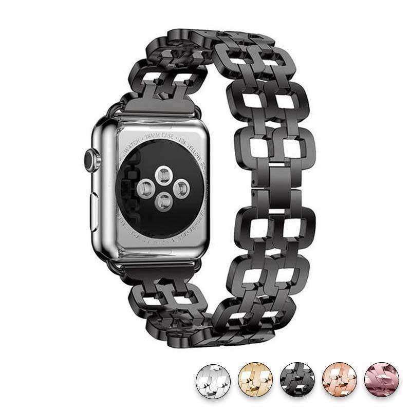 Watches Black / 38mm / 40mm Apple Watch Series 5 4 3 2 Band, Luxury Metal Strap stainless Steel Link Bracelet Wrist Bands 38mm, 40mm, 42mm, 44mm - US Fast Shipping