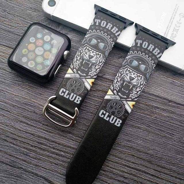 Watches Black / 38mm/40mm Art Printed Leather Apple watch Band for iwatch Strap Series 1 2 3 4,  44mm/ 40mm/ 42mm/ 38mm