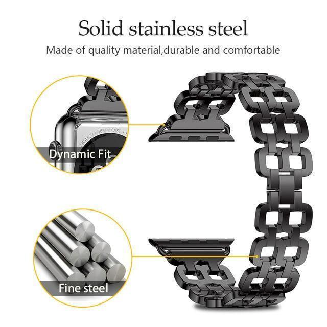 Watches Black / 42mm / 44mm Apple Watch Series 5 4 3 2 Band, Luxury Metal Strap stainless Steel Link Bracelet Wrist Bands 38mm, 40mm, 42mm, 44mm - US Fast Shipping