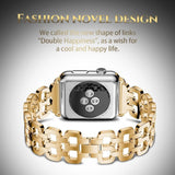 Watches Gold / 42mm / 44mm Apple Watch Series 5 4 3 2 Band, Luxury Metal Strap stainless Steel Link Bracelet Wrist Bands 38mm, 40mm, 42mm, 44mm - US Fast Shipping