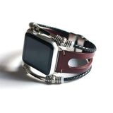 Watches Line Red Brown / 38mm / 42mm Apple Watch Series 5 4 3 2 Band,  Homemade Ethnic Vintage Bead with leather, Retro Punk Style Bracelet 38mm, 40mm, 42mm, 44mm
