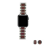 Watches Silver / 38mm / 40mm Apple Watch Series 5 4 3 2 Band, Natural Red Sandalwood Stainless Steel Bracelet Wooden Strap 38mm, 40mm, 42mm, 44mm - US Fast shipping