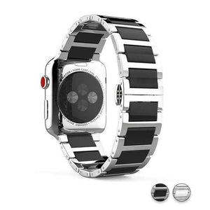 Watches Silver Black / 38mm / 40mm Apple Watch Series 5 4 3 2 Band, Ceramic Stainless Steel link Strap 38mm, 40mm, 42mm, 44mm - US Fast Shipping