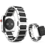 Watches Silver Black / 42mm / 44mm Apple Watch Series 5 4 3 2 Band, Ceramic Stainless Steel link Strap 38mm, 40mm, 42mm, 44mm - US Fast Shipping