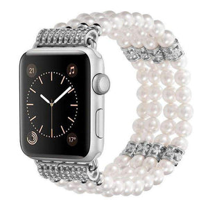 Watches White / 38mm / 40mm Apple Watch Series 5 4 3 2 Band, Bling Stretch strap, Bling Pearls fits 38mm, 40mm, 42mm, 44mm