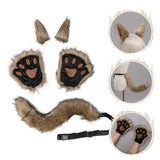 Fox Costume Set Fox Ears Tail Paw Gloves Animal Fancy Costume Kit Accessories for Adults Halloween Cosplay Costumes