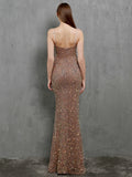 Sexy V-neck Long Sequin Evening Dress Strap Women Party Dress