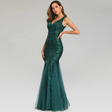 Green Evening Sleeveless Elegant Mermaid Long Formal Party Dress