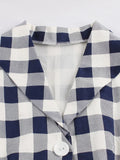 Turn-Down Collar Button Up Women 50s Gingham Vintage Pinup Dress Summer Short Sleeve Pockets Cotton Midi Elegant Dresses