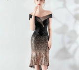 New Women Elegant Short Sequin Prom Dress Knee Length Sparkle Evening Party Dress