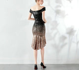 New Women Elegant Short Sequin Prom Dress Knee Length Sparkle Evening Party Dress