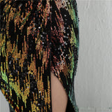 Sparkle Cocktail Dress Sexy Deep V-neck Backless Party Dress Sleeveless Long Prom Gown Sequins Side Fork Formal Dress