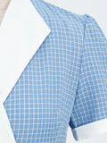 Lavender Contrast Collar and Cuff Plaid Rockabilly Vintage Style High Waist Women Summer Elegant Formal Swing Dresses